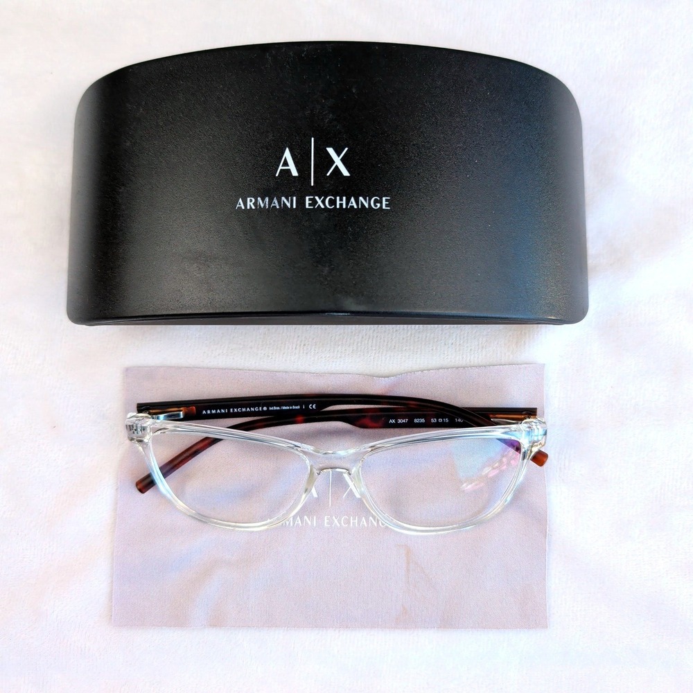 Armani Exchange AX3047 Clear Tortoise Cat Eye Eyeglasses Frames 53-15-140